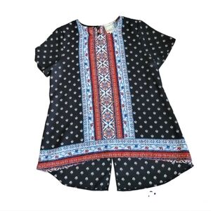 Boho floral blouse Size Medium black